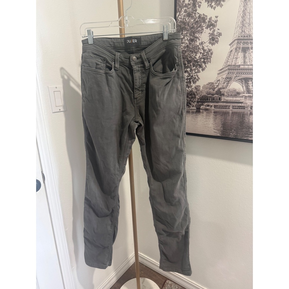 DUER Performance No Sweat Slim Fit Pants Charcoal Grey Olive 30x32 MFNR1002
